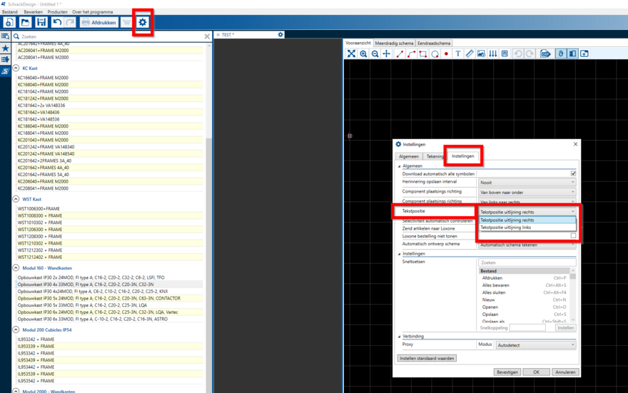 Schrack Design 5.3 | Tekensoftware elektrische verdeelborden | Tekstpositie symbolen bepalen