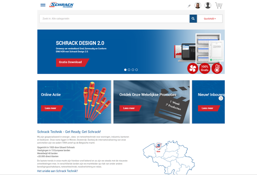 Homepage Schrack Technik Mobile Website