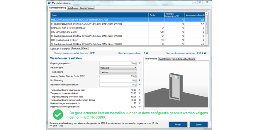 Thermische berekening Schrack CAD
